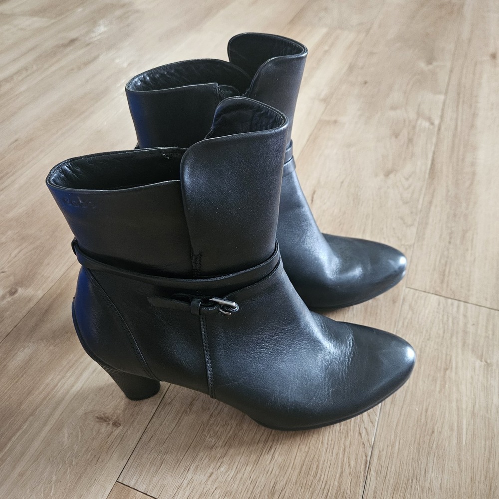 Ecco ZI181 Womens Black Leather Sculptured 75 Ankle Booties‎ 9-9.5 Luxury